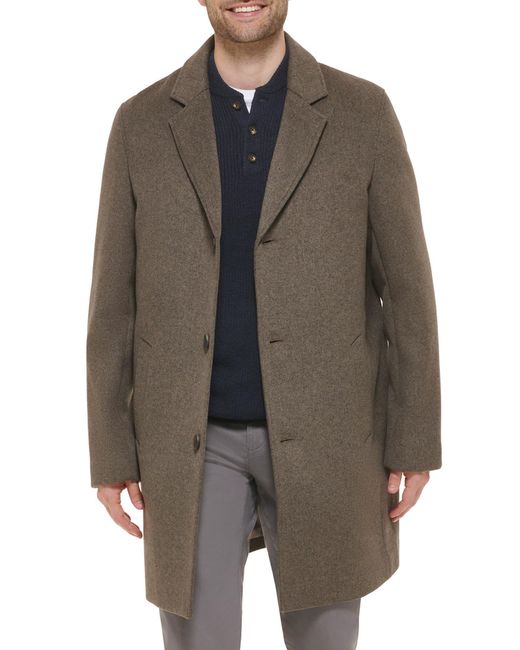 Cole Haan Classic Wool Blend Plush Notched Collar Coat In Truffle At ...