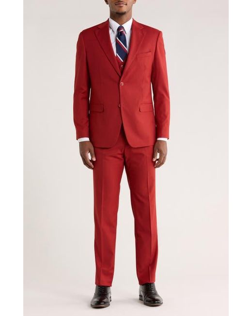 ZEGARIE Red Solid 3-Piece Suit for men