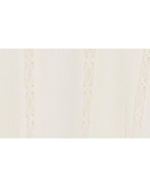 Melrose and Market White Lace Trim Long Sleeve Peplum Top