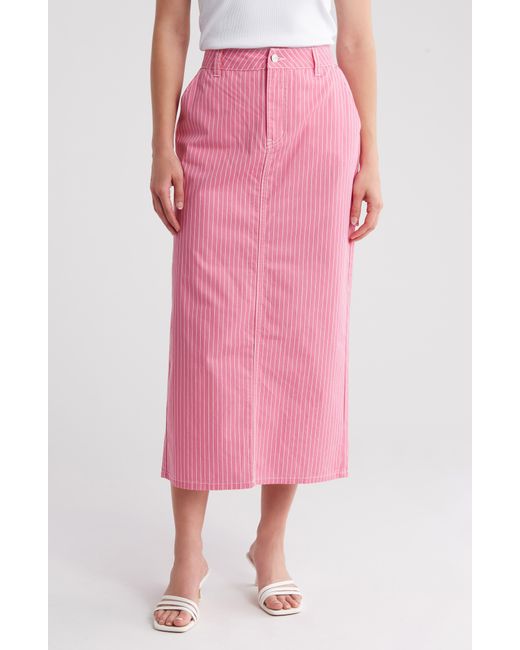 Vero Moda Pink Carly Stripe Midi Skirt