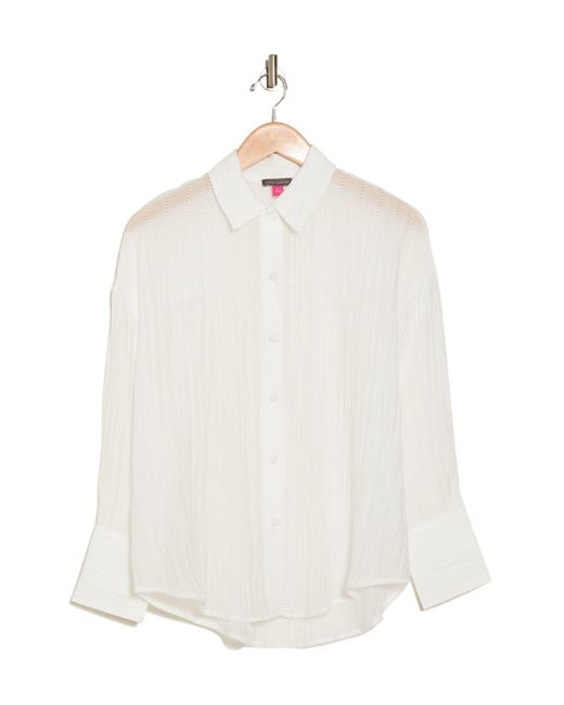 Vince Camuto White Oversize Sheer Button-up Shirt