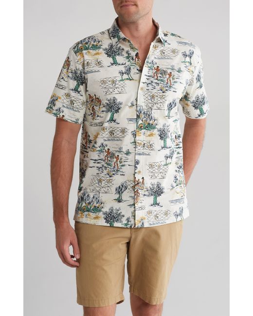 Kahala Natural Lawai Short Sleeve Cotton Button-down Shirt for men