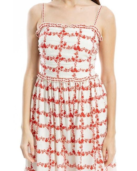 Max Studio White Ruffle Printed Midi Sundress