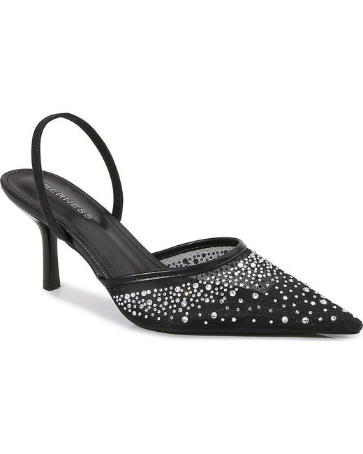 BERNESS Black Cara Rhinestone Mesh Pump