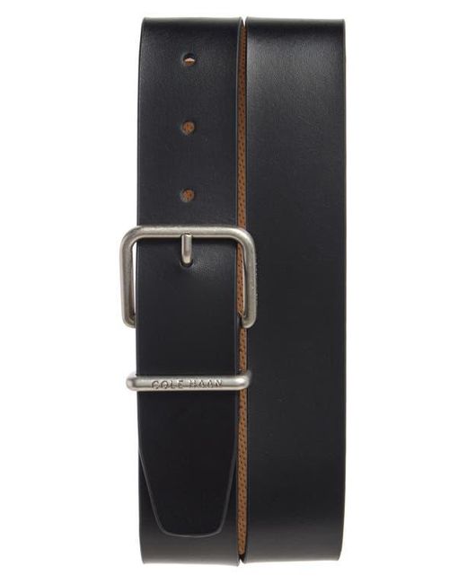 Cole Haan Black Logo Embossed Leather Belt for men