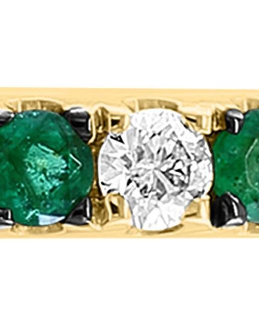 Effy Green 14k Yellow Gold Emerald & Diamond Hoop Earrings