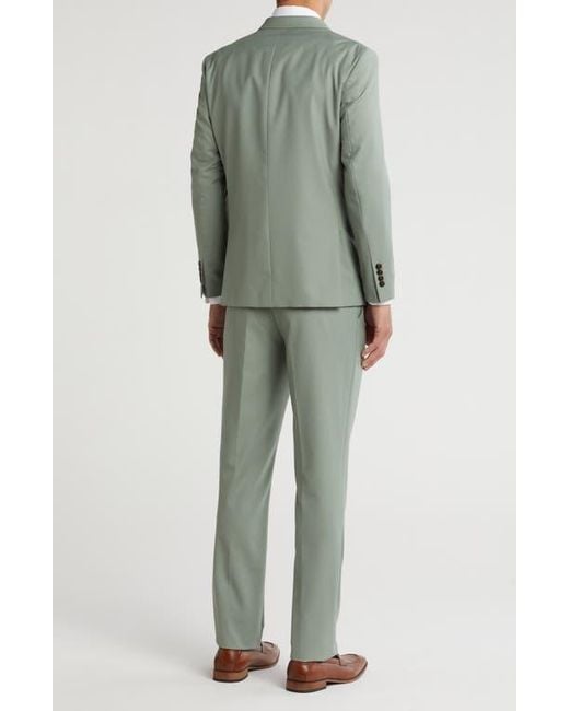 Gino Vitale Green Slim Fit Solid Double Breasted Suit for men
