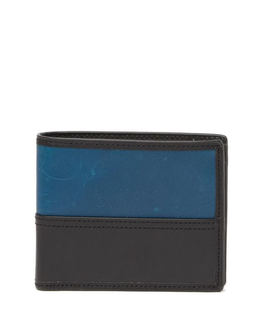 Lyst - Fossil Tate Large Coin Pocket Leather Bifold Wallet in Black for Men
