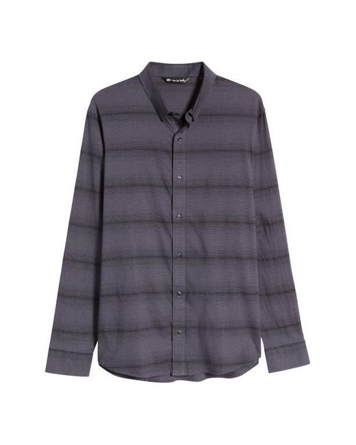 Travis Mathew Gray Zeke Stretch Stripe Button-Up Shirt for men