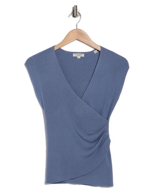 Max Studio Blue Cap Sleeve Wrap Sweater