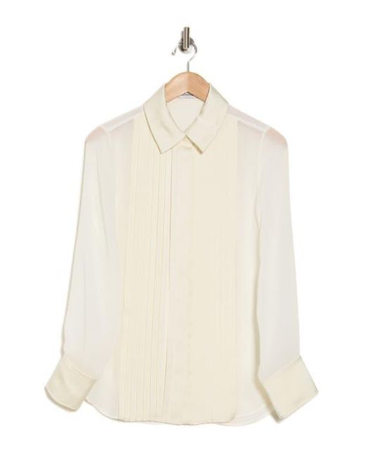 Jonathan Simkhai White Vinka Pleated Button-Up Shirt