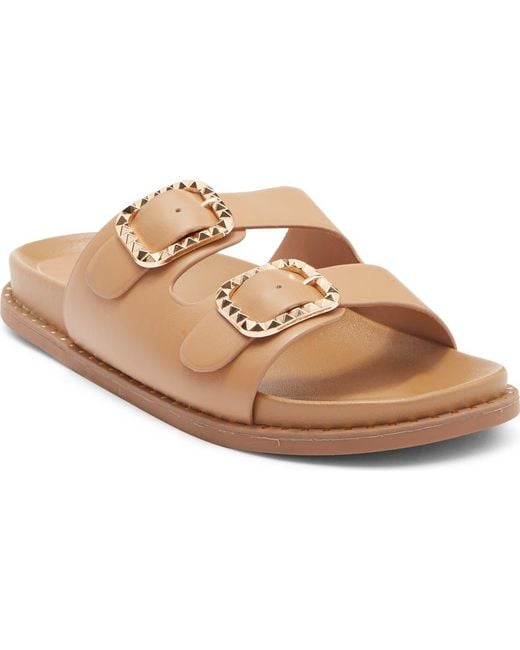 Top Moda Brown Sailor Double Strap Slide Sandal