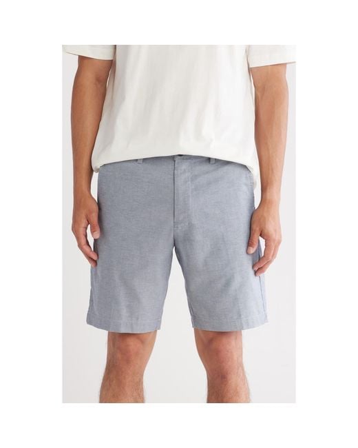 Scotch & Soda Blue Flat Front Stretch Cotton Shorts for men