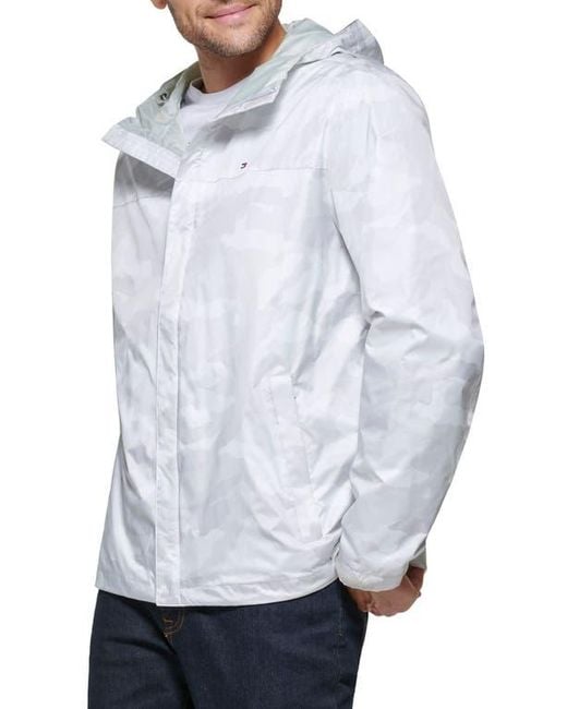 Tommy Hilfiger Gray Hooded Rain Slicker Jacket for men