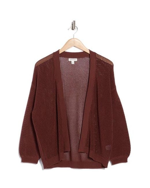 Nordstrom Red Open Stitch Front Cotton Cardigan