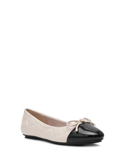 Anne Klein White Leyton Cap Toe Ballet Flat