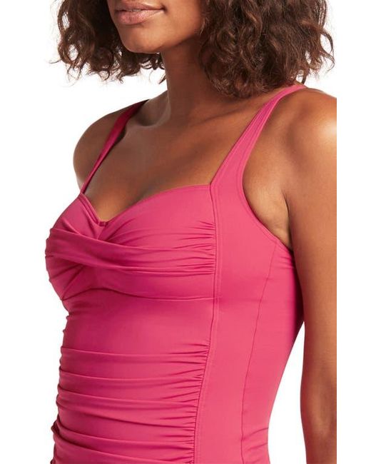 Sea Level Red Twist Front Multifit Tankini Top