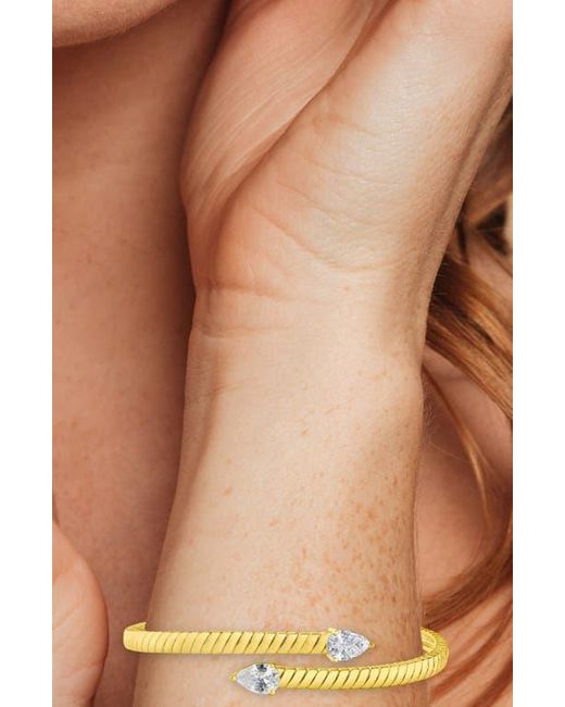 CZ by Kenneth Jay Lane Yellow Pear Cut Cubic Zirconia Textured Bypass Bracelet