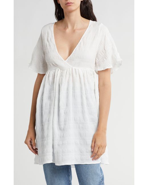 Nordstrom White Textured Tunic Cover-up Dress