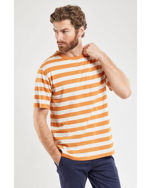 Armor Lux Orange Stripe Heritage Linen Blend T-shirt for men