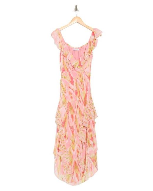 Ramy Brook Pink Anika Ruffle Chiffon Maxi Dress