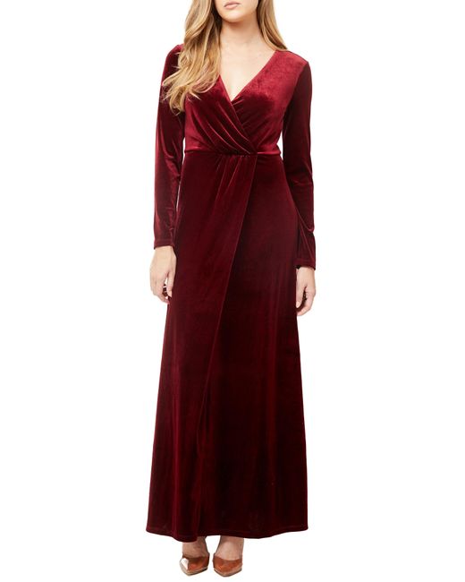 Love By Design Red Long Sleeve Velvet Maxi Dress