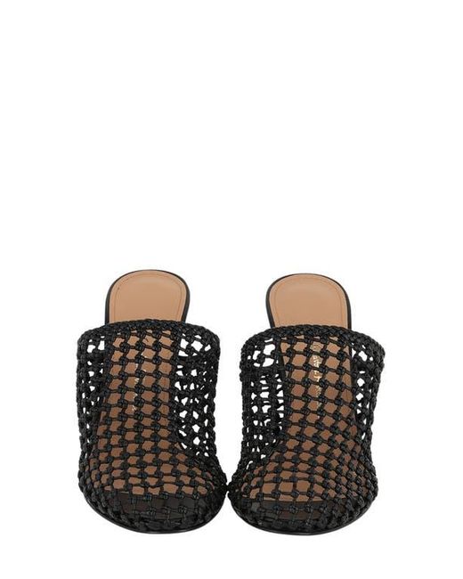 Ferragamo Black Woven Slide Sandal