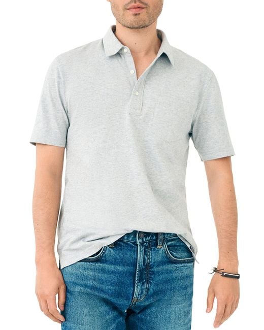 Faherty Brand Gray Sunwashed Organic Cotton Polo for men