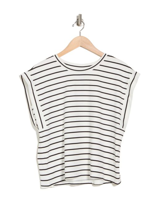 Bobeau Multicolor Stripe Cap Sleeve T-shirt