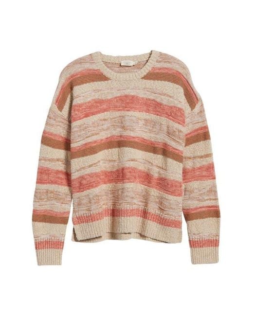 Faherty Brand Multicolor Miramar Stripe Linen & Cotton Crewneck Sweater