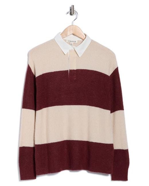 Vigoss Red Stripe Rugby Polo Sweater
