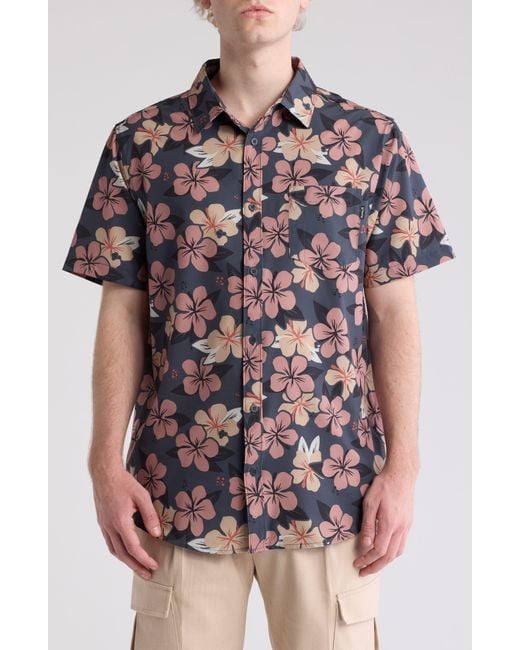 Hurley Multicolor Herber Floral Print Short Sleeve Button-up Shirt for men