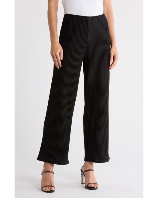 Eileen Fisher Black Rib Ankle Wide Leg Pants