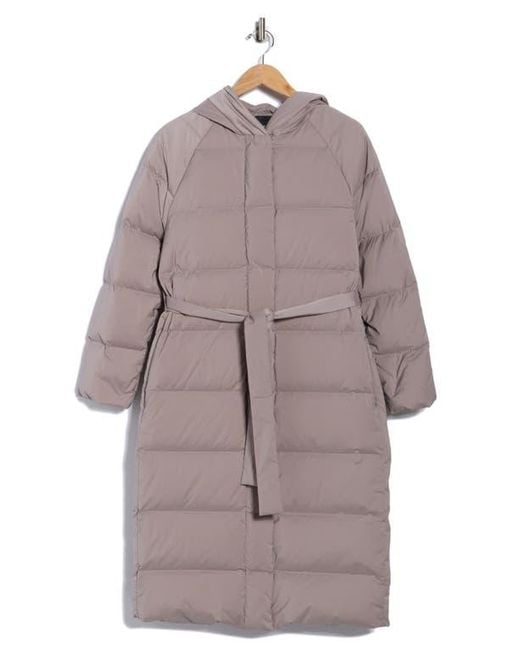 Theory Brown True Hooded Down Coat