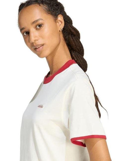 Adidas White Embroidered Logo Crewneck T-Shirt