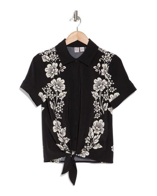 Love By Design Black Suki Tie Front Satin Shirt