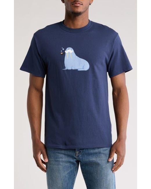Altru Blue Walrus Graphic Print T-Shirt for men
