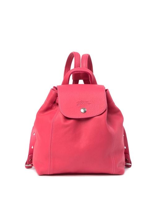 Longchamp Pink Le Pliage Mini Cr Leather Backpack