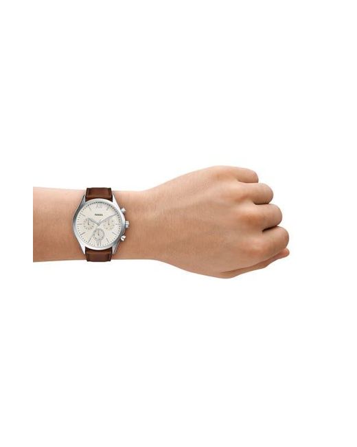 Fossil Natural Fenmore Multifunction Leather Strap Watch, 44Mm for men
