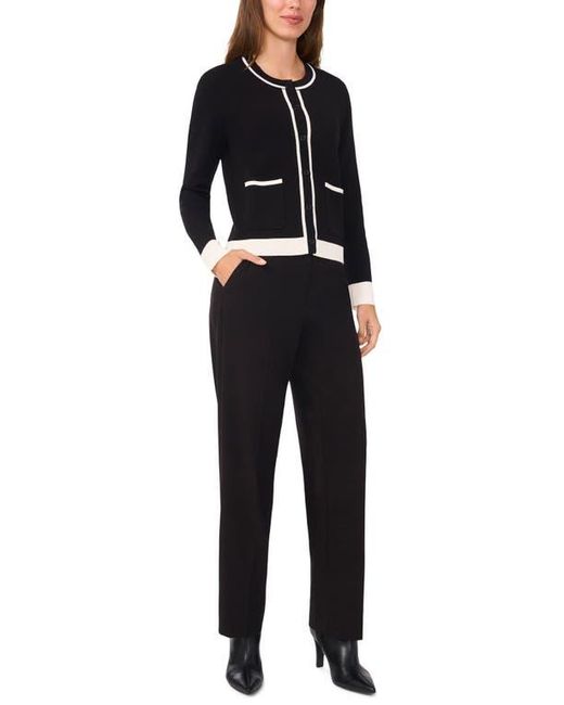 Halogen® Black Contrast Trim Cardigan