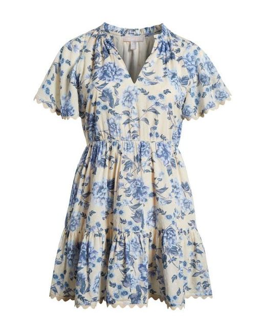 Chelsea28 Blue Rickrack Trim Tiered Mini Sundress