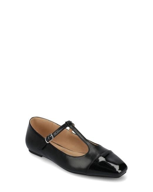 Journee Collection Black Thea T-Strap Flat