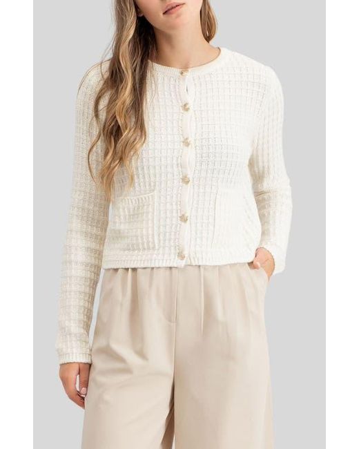 Blu Pepper Button Front Cropped Cardigan in Natural Lyst