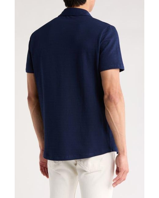 WESTZEROONE Blue Freeson Short Sleeve Stretch Cotton Button-Up Shirt for men