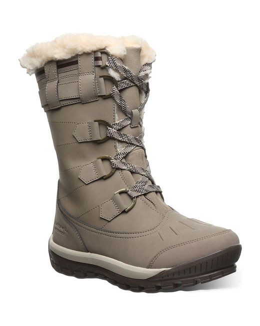 BEARPAW Gray Desdemona Genuine Sheepskin Lined Lace-Up Boot
