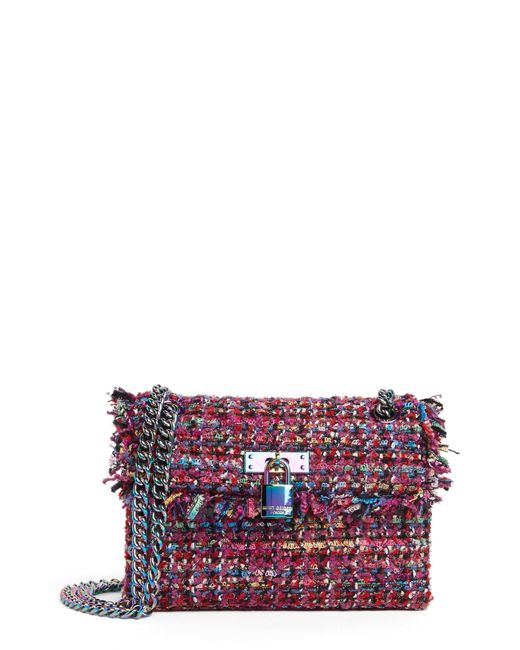 Kurt Geiger Mini Brixton Lock Tweed Bag in Purple | Lyst