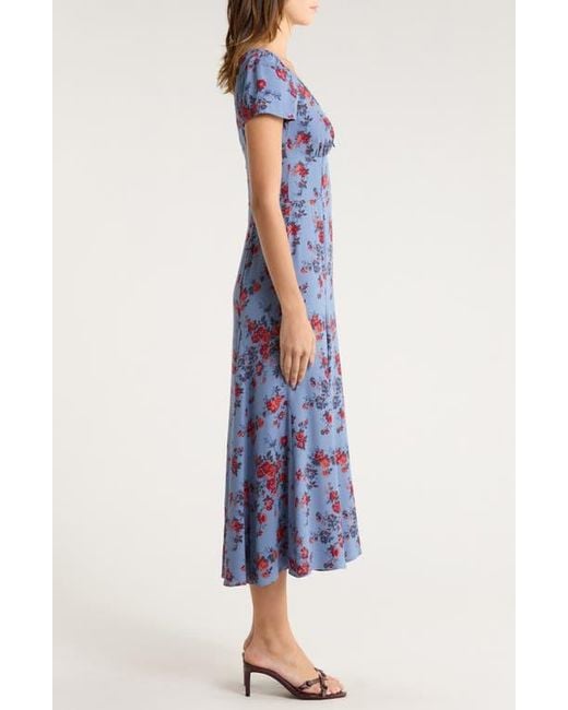 reformation afton short-sleeve a-line midi dress Floral-Print Woven in Blue Floral dress Size:42DD global-customer_personality-Luisa Abby - Backless Satin Casual dresses A ditsy