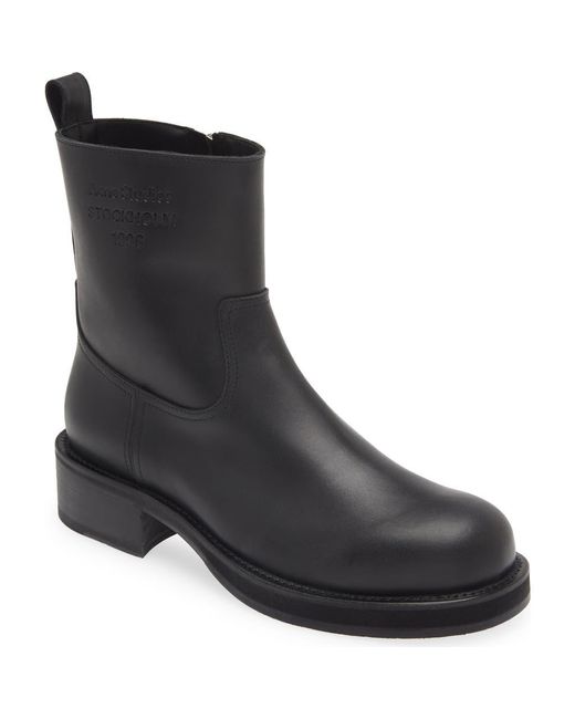 Acne Black Leather Ankle Boot for men