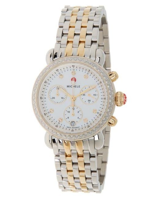 Michele watch two tone diamond best sale