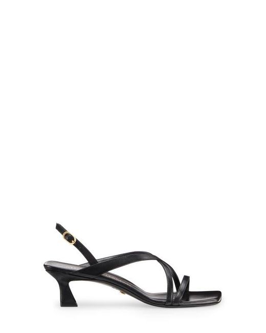 Stuart Weitzman Black Oasis 50 Kitten Heel Slingback Sandal